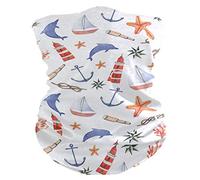 Cuello Bufanda Watercolor Sea Nautical Anchor Dolphin Calentador De Cuello Respirable Bandana Antideslizante Pasamontañas para Pesca Senderismo Cámping 25X50CM