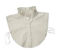 Cuello Camisa Falsos Mujer Algodon Bordados Cuellos Falsos Rayas Desmontable Elegante Mitad Camisa con Botones Monocolor Blanco Collar Falso