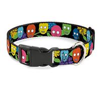 Cuello de Clip de plástico con diseño de Calaveras y Flores, Color Negro y Multicolor, 3,81 cm de Ancho, Cuello Mediano, 40,64 cm