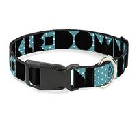Cuello de clip de plástico con forma de plumón de lunares, color turquesa/blanco/negro, 3,8 cm de ancho, cuello mediano, 40,6 cm a 58,4 cm