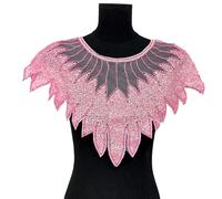 Cuello de encaje con lentejuelas y cuentas para decoración de moda, cuello para manualidades, decoración frontal, parche de tela de lentejuelas brillantes