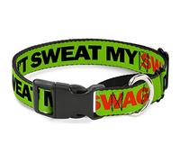 Cuello de Perro Buckle-Down Don't Sweat My Swag neón Verde/Negro/Rojo Martingale, 3,8 cm de Ancho, Cuello Mediano, 40,64 cm a 58,42 cm