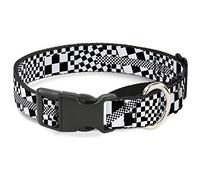 Cuello de Perro Buckle-Down Funky Checkers Negro/Blanco Martingale, 3,8 cm de Ancho, para Cuello pequeño, de 33 a 46 cm