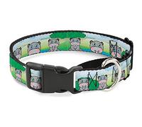 Cuello de Perro Buckle-Down Hippo Cartoon Martingale, 2,5 cm de Ancho, para Cuello Mediano de 28 - 43 cm