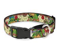 Cuello de Perro Classic TMNT Turtle Pizza Martingale, 2,5 cm x 28 cm / Mediano