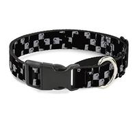 Cuello de Perro con Cierre de Hebilla, Color Blanco y Negro, Talla Mediana de 28 a 43 cm