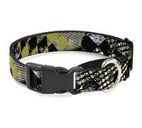 Cuello de Perro con diseño de Bandera de Cuadros Verdes Martingale de Buckle-Down Grunge Checker, 2,5 cm de Ancho, para Cuello Mediano, de 28 a 43 cm