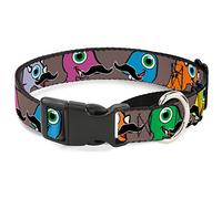 Cuello de Perro con diseño de Dinosaurios con mostazas, Color Gris Martingal, 2,54 cm de Ancho, Cuello Mediano, de 28 a 43 cm