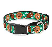 Cuello de Perro con diseño de gallina fría y gofres Blancos/Verdes, 3,8 cm de Ancho, para Cuello pequeño de 33 a 46 cm