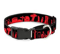 Cuello de Perro con Hebilla de Abajo de Color Negro/Rojo Martingale, 2,5 cm de Ancho, para Cuello Mediano de 28 - 43 cm