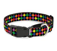 Cuello de Perro con Hebilla de Diamantes, Color Negro/Multicolor, Talla Grande de 38 a 66 cm, de la Marca Buckle-Down