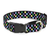 Cuello de Perro con Hebilla de plumón Negro/Multi Pastel Martingale, 2,5 cm de Ancho, para Cuello: 23 - 38 cm
