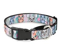 Cuello de Perro de Buckle-Down con diseño de Conejos Multicolor Pastel Martingale, 3,8 cm de Ancho, para Cuello pequeño de 33 a 46 cm