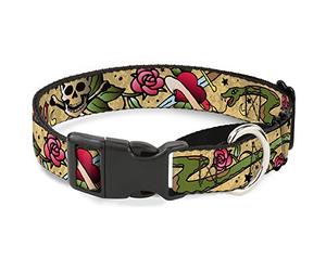 Cuello de Perro Live Hard Die Young Tan de Buckle-Down con diseño de Perro Martingale, 2,5 cm x 38 cm x 66 cm/Grande