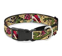 Cuello de Perro Live Hard Die Young Tan de Buckle-Down con diseño de Perro Martingale, 3,8 cm x 33 cm/pequeño