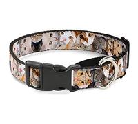 Cuello de Perro Martingale Buckle-Down Cat Faces Stacked, 3,8 cm de Ancho, para Cuello pequeño de 33 a 46 cm