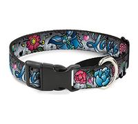 Cuello de Perro Martingale Buckle-Down Love Love Gray, 3,8 x 33 x 45 cm (pequeño)
