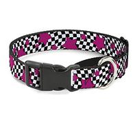 Cuello de Perro Martingale con Cierre de Hebilla y Estrellas, Color Negro, Blanco y Rosa, tamaño pequeño de 23 a 38 cm