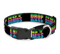 Cuello de Perro Martingale con Hebilla de Abajo de bajo no Bomba Negro/arcoíris Iris, 2,5 cm de Ancho, Cuello Mediano de 28 - 43 cm