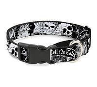 Cuello de Perro Martingale de Buckle-Down Dead Men Tell No Tales Negro/Blanco, 3,81 cm x 33,02 cm / pequeño