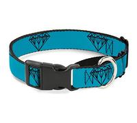 Cuello de Perro Martingale de Buckle-Down Diamond Sketch Turquesa/Negro, 3,8 cm de Ancho, Cuello-Mediano