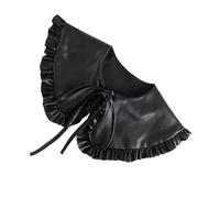 Cuello Falso de Camisa de Cuero Negro Volantes Chal Decorativo para Mujer Accesorio de Ropa Desmontable Collar Decorativo Elegante para Vestir 1 Pieza