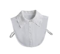 Cuello falso de encaje vintage con flores bordadas, cuello de blusa desmontable, elegante cuello de camisa falso para mujer, estilo retro, beige claro, Blanco 44, Altoa única