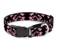 Cuello Grande de 45 a 81 cm, diseño de Mariposas en Color Negro y Rosa, para Perro Martingale