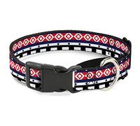 Cuello Grande para Perro Buckle-Down Aztec13, Blanco, Azul Marino, Rojo y Negro, 3,8 cm de Ancho