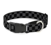 Cuello Grande para Perro Buckle-Down Checker Weathered2 Martingale, Negro/Gris, 3,8 cm de Ancho
