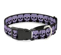 Cuello Grande para Perro con diseño de Calaveras a Rayas de Color Negro/Blanco/Morado Martingale de Buckle-Down Checker & Stripe