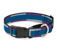 Cuello Grande para Perro con diseño de Rayas de Color Turquesa/Fucsia/Blanco Martingale de Buckle-Down Hash Mark