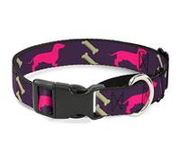 Cuello Grande para Perro con Hebilla de plumón y Huesos, Color Morado, Fucsia/Verde, de 15 a 26 Pulgadas