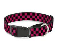 Cuello Grande para Perro de Color Negro y Rosa neón de Buckle-Down Checker, 2,5 cm de Ancho