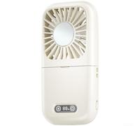 Cuello portátil colgante plegable USB recargable ventilador con espejo de enfriamiento Luz LED Control táctil de cinco niveles para deportes Gimnasio púrpura (blanco)