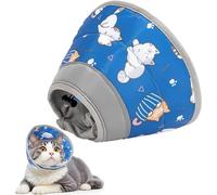CUEMOON Collar ajustable para gato,Collar Isabelino Gato,Ajustable Suave Collar Protector Gato,Collares para gatos para prevenir la fuga de heridas,azul, S