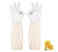CUEMOON Guantes de apicultor de piel de cabra, guantes de protección para apicultores, guantes de apicultura, para principiantes Beekeeper, hombres, mujeres (XXL)