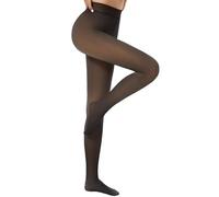 CUEMOON Medias térmicas para mujer, medias de invierno, medias forradas, leggings cálidos, calcetines de peluche, falsos translúcidos, Negro , L