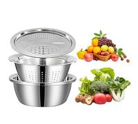 Cuenca De Acero Inoxidable Multifuncional - Cesta De Lavado De Verduras De Gran Capacidad | De Arroz Para Ensalada Y Colonia De Drenaje | Cuenco De Cocina Resistente Para Drenaje De Pasta