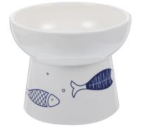 Cuenco Alto de Cerámica para Gatos, Diseño Adorable, Blanco | Gran Capacidad, Superficie Lisa y Fácil Limpieza, Estructura Simple para Gatitos, Uso en Alimentación