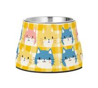 Cuenco amarillo colorido para gatos, para perros, de acero inoxidable mejorado, cuencos básicos para amar a las mascotas y comer lentamente