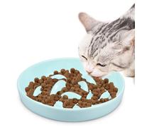 Cuenco antiglotón para gato de cerámica antiglotón, antiglotón, pequeño perro, cuenco antiglotón, gato elevado, prevenir vómitos, indignación de obesidad (verde sin soporte)