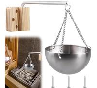Cuenco aromático para sauna, 12 cm, acero inoxidable, con cadena y accesorios, 350 ml, colgante redondo para sauna y spa