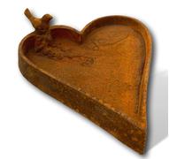Cuenco baño de pájaros corazón amor hierro jardín decoración estilo antiguo love