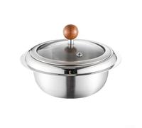 Cuenco bibimbap de acero inoxidable, olla de mezcla coreana 304 para inducción, recipiente de sopa para olla de arroz para cocina casera (con tapa)