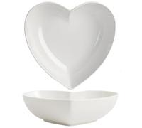 Cuenco blanco de cerámica, Cuenco con forma de corazón, 23cm/9pulgada de Bol apto para fruta, ensaladas, postres, fideos y sopas