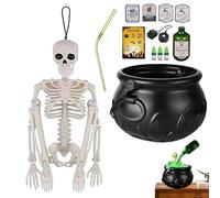 Cuenco Caldron - PVC Negro | Decoraciones de Mesa de Halloween con Botella de poción mágica de levitación, cráneo, Bomba de Agua, decoración de, decoración de Interiores para