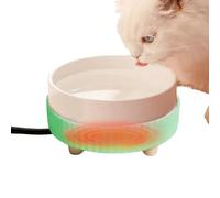 Cuenco calefactor para perros - Alimentador recargable USB de cerámica | Fuente de agua felina a temperatura controlada - Contenedor de arcilla interior de invierno para cachorros gatos animales