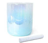 Cuenco cantor de cristal, Cuenco cantor de cristal cian 432Hz 440Hz baño sonido yoga 6-8 pulgadas con junta tórica delantero(432Hz,8 inch D note)