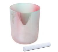 Cuenco cantor de cristal, Cuenco tibetano de cristal chakra cuarzo, mazo gamuza for baño con sonido Med, junta tórica 6-8 pulgadas(432Hz,8 inch D note)